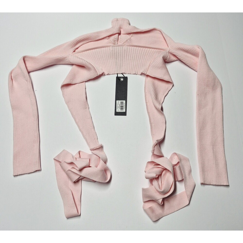 ​NWT I.AM.GIA Willow Knit Shrug Top Pink Medium Bolero Open Front Mock Neck NEW - Picture 8 of 9